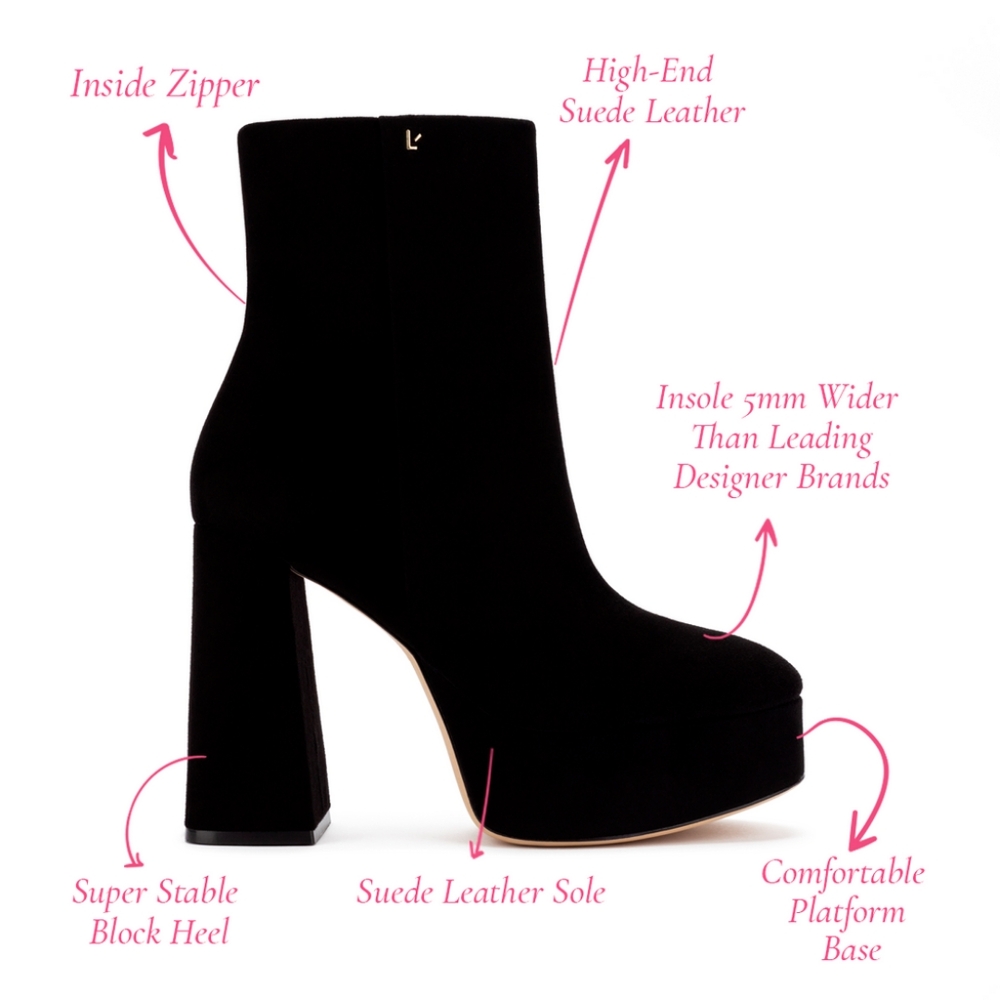 WINTER SALE $475 Larroudé Dolly Boot In Black Suede Size 9
